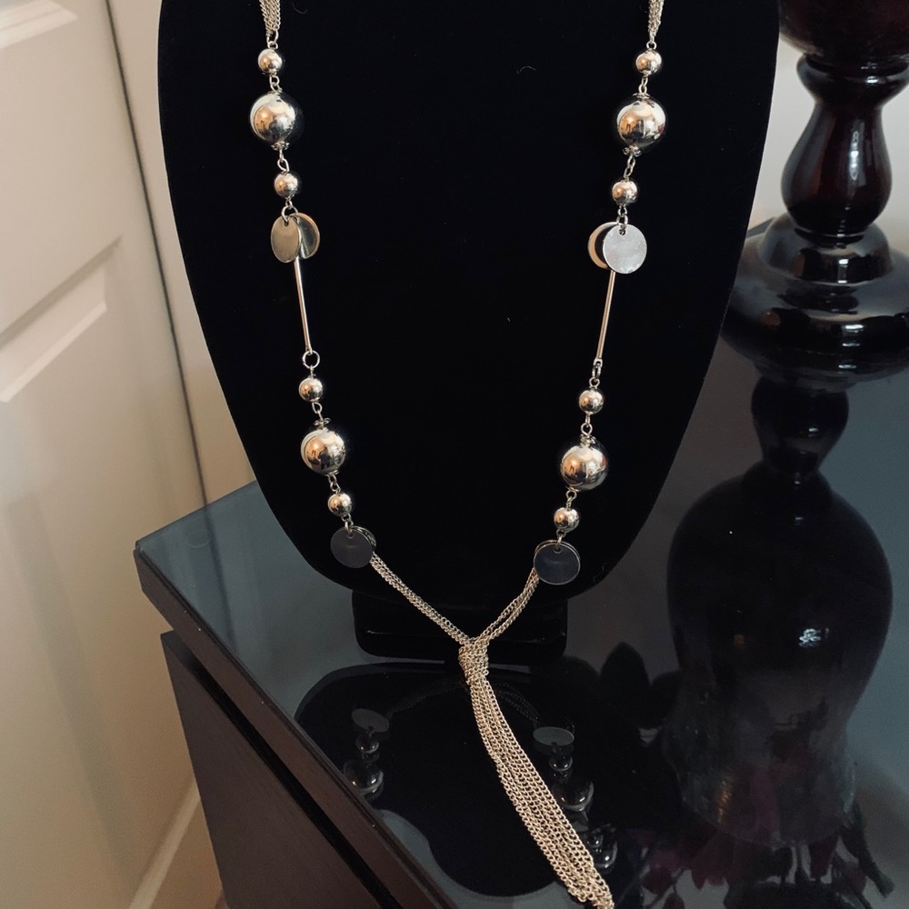Fashion silver long necklace🤍
